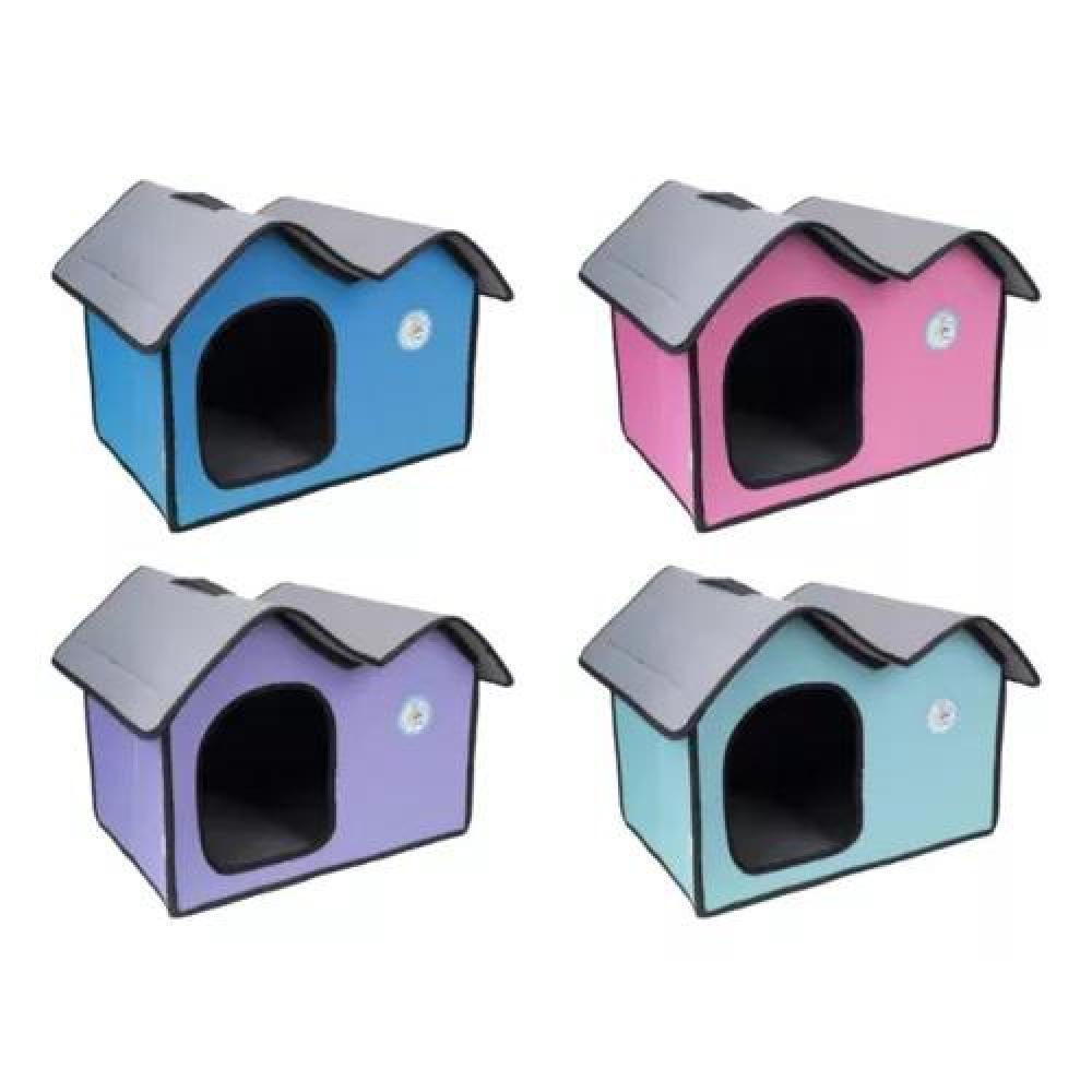 CAMA CASA DOBLE PLEGABLE TIPO IGLÚ PARA MASCOTAS GATO Y PERRO ROSADO - 2