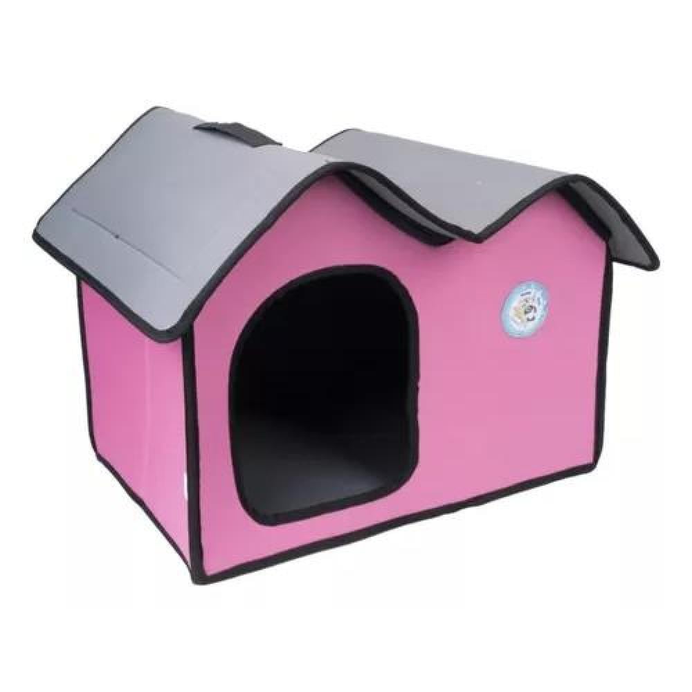 CAMA CASA DOBLE PLEGABLE TIPO IGLÚ PARA MASCOTAS GATO Y PERRO ROSADO - 4