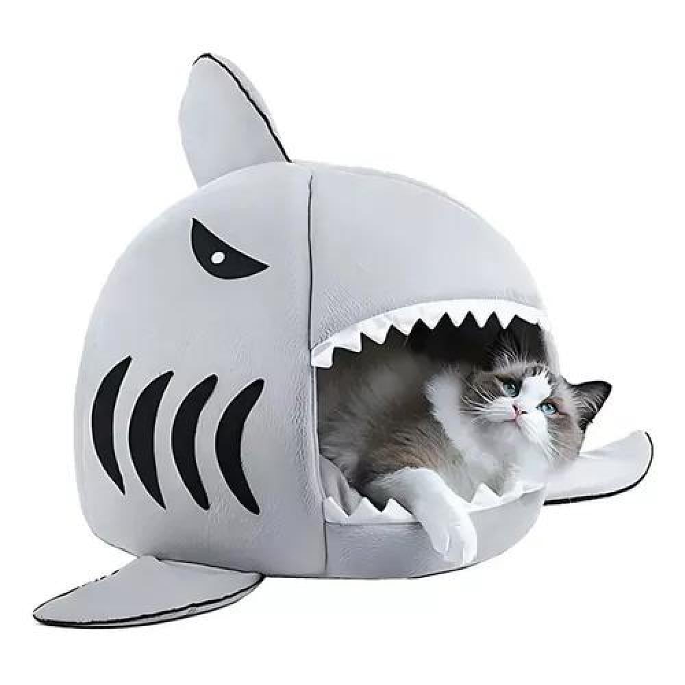CASA CAMA PARA MASCOTAS PERRO Y GATO TIBURÓN AZUL - 2