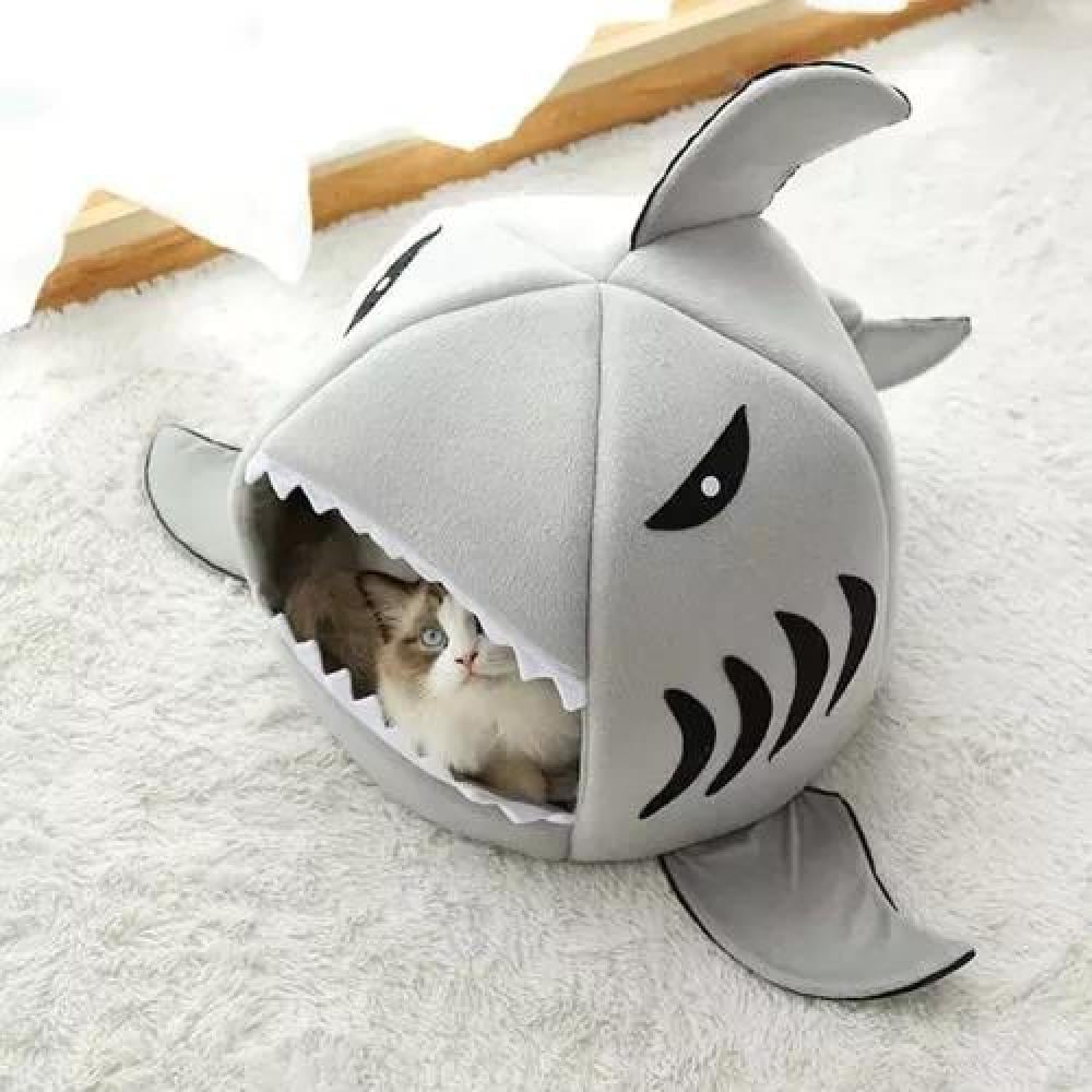 CASA CAMA PARA MASCOTAS PERRO Y GATO TIBURÓN AZUL - 4