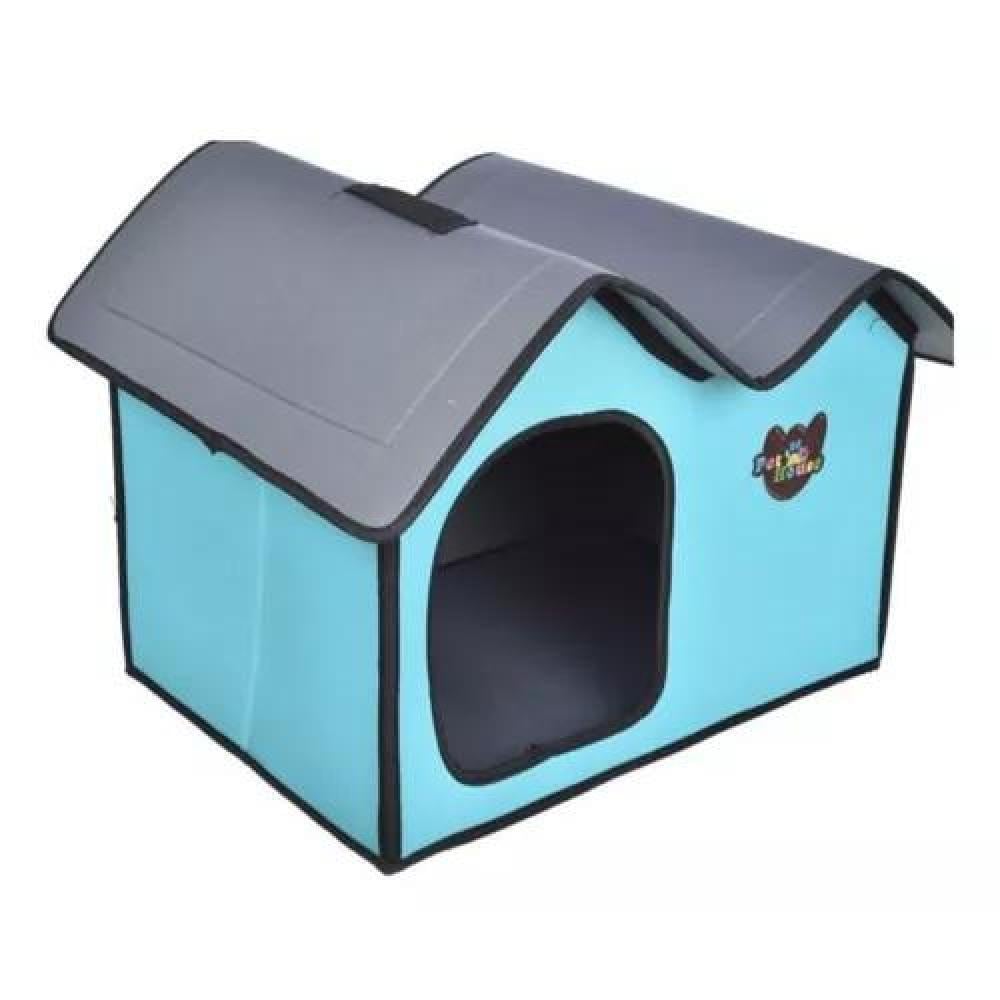 CAMA CASA DOBLE PLEGABLE TIPO IGLÚ PARA MASCOTAS GATO Y PERRO AZUL - 5