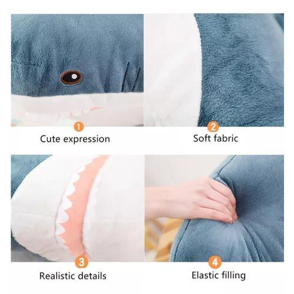 JUGUETE DE PELUCHE SUAVE DE TIBURÓN ALMOHADA 45CM - 6