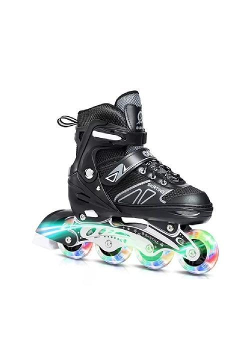 PATINES EN LÍNEA ROLLERS AJUSTABLES TALLA 31-34, NEGRO - 1