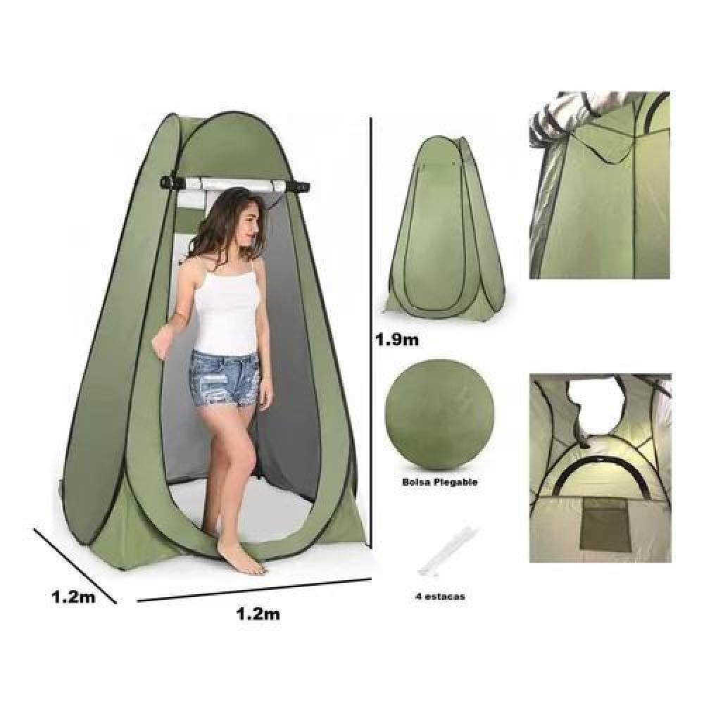 CARPA CASETA DE BAÑO Y VESTIDOR PORTÁTIL PARA CAMPING, 1 PERSONA, COLOR VERDE - 3