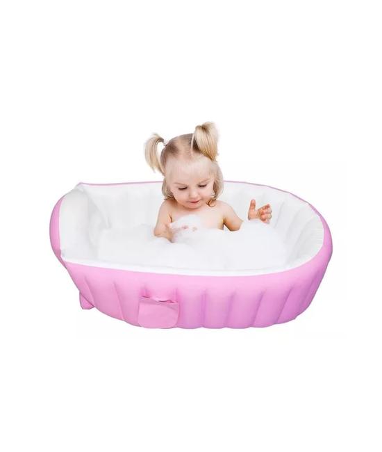 BAÑERA INFLABLE PORTÁTIL TINA PARA BEBÉS, COLOR ROSADO - 4