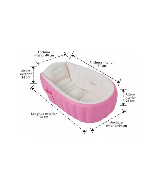 BAÑERA INFLABLE PORTÁTIL TINA PARA BEBÉS, COLOR ROSADO - 5