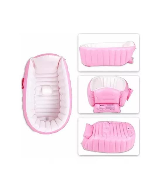 BAÑERA INFLABLE PORTÁTIL TINA PARA BEBÉS, COLOR ROSADO - 6