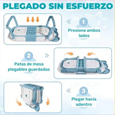 BAÑERA PLEGABLE CON TERMÓMETRO Y COJÍN REFORZADO, MULTICOLOR - 4