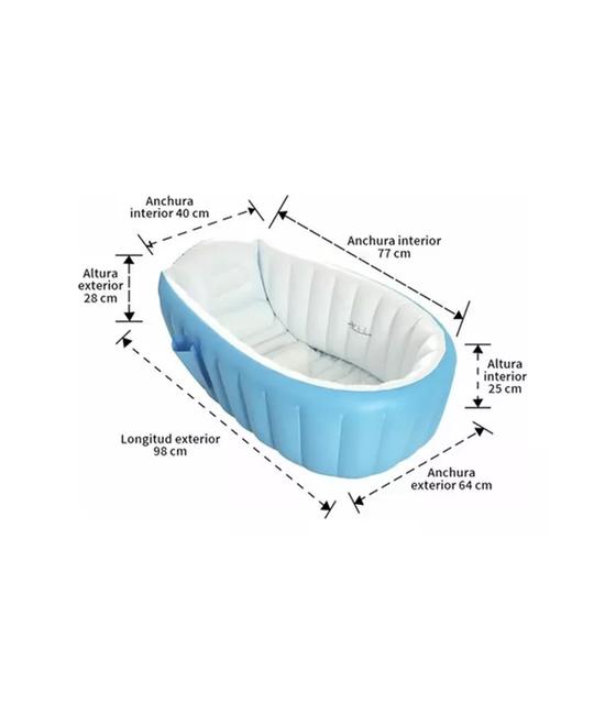 BAÑERA INFLABLE PORTÁTIL TINA PARA BEBÉS, COLOR AZUL - 5