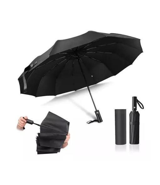 PARAGUAS SOMBRILLA AUTOMÁTICO UV PLEGABLE LUZ LED NEGRO - 2