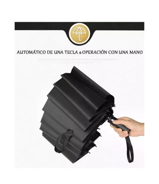 PARAGUAS SOMBRILLA AUTOMÁTICO UV PLEGABLE LUZ LED NEGRO - 4