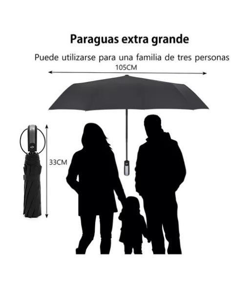 PARAGUAS PLIEGUE AUTOMATICO MARCO SOPORTE COLOR NEGRO - 5