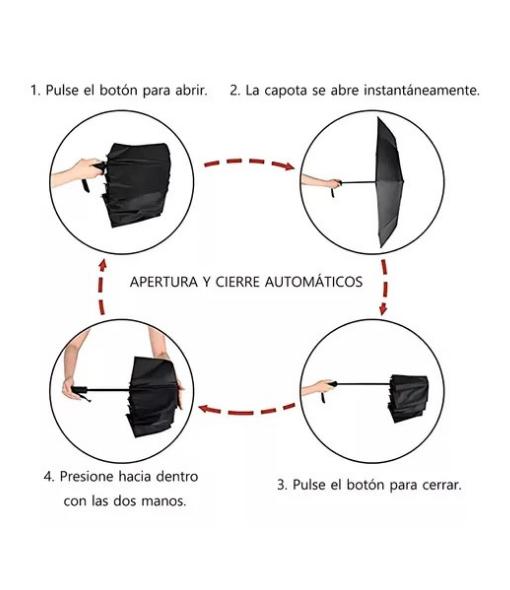 PARAGUAS PLIEGUE AUTOMATICO MARCO SOPORTE COLOR NEGRO - 6