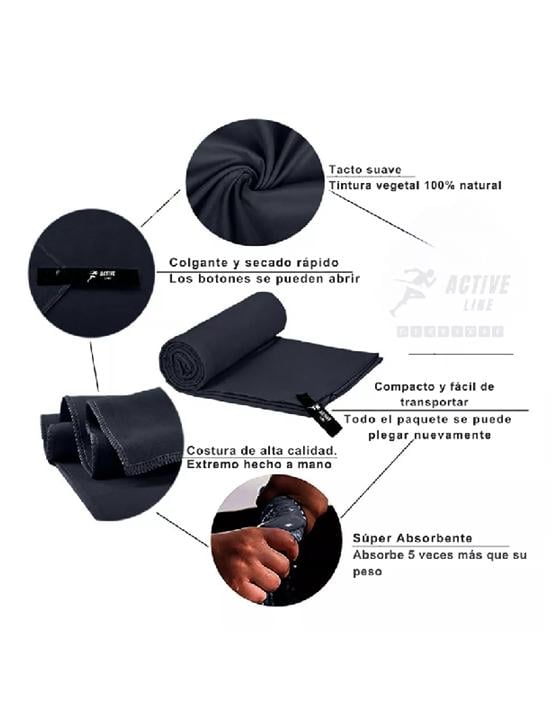 TOALLA MICROFIBRA SECADO RÁPIDO PACK + ESTUCHE NEGRO - 2