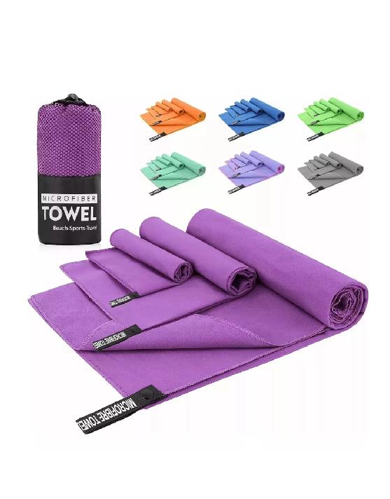 TOALLA BAÑO VIAJE MICROFIBRA SECADO RÁPIDO, PCS VIOLETA - 2