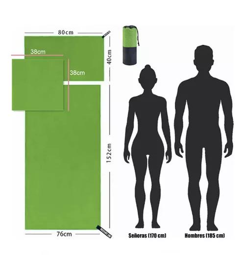 TOALLA BAÑO VIAJE MICROFIBRA SECADO RÁPIDO, PCS VERDE FLUORE - 3