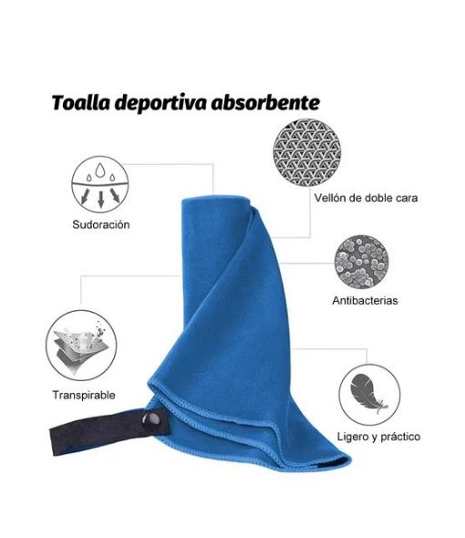 TOALLA BAÑO VIAJE MICROFIBRA SECADO RÁPIDO, PCS AZUL - 2
