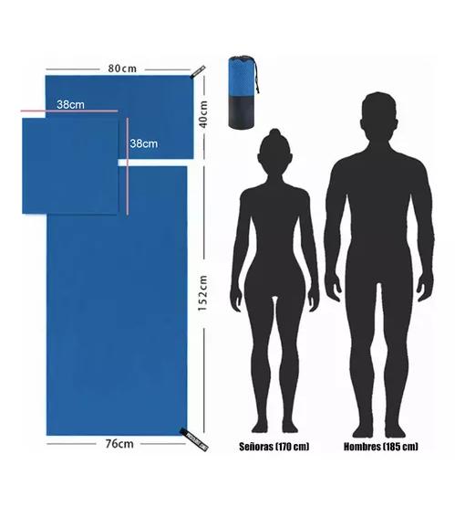 TOALLA BAÑO VIAJE MICROFIBRA SECADO RÁPIDO, PCS AZUL - 3