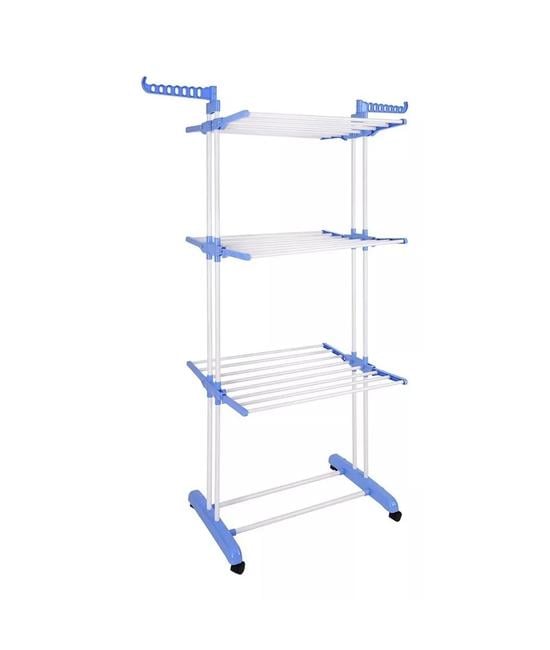 TENDEDERO ROPA COLGADOR PLEGABLE 3 NIVELES, COLOR AZUL - 1