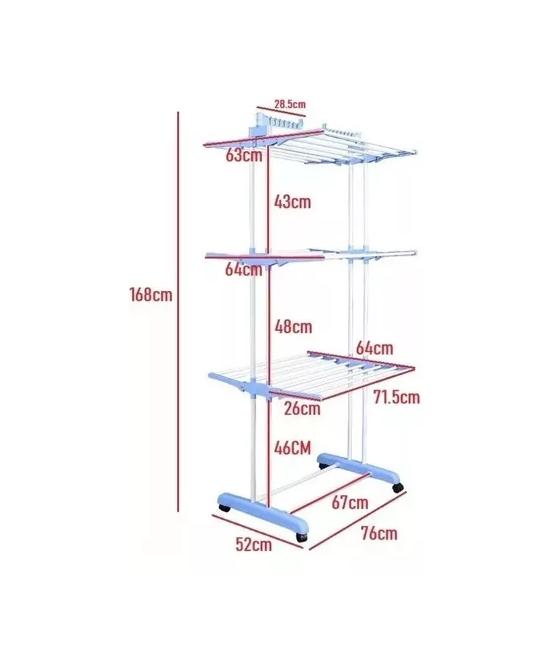 TENDEDERO PLEGABLE DE ROPA RETRÁCTIL RACK PORTÁTIL, COLOR MULTICOLOR - 2