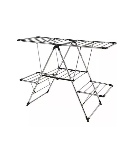 TENDEDERO PLEGABLE 156X61.5X100 CM ACERO INOXIDABLE, COLOR PLATEADO - 1