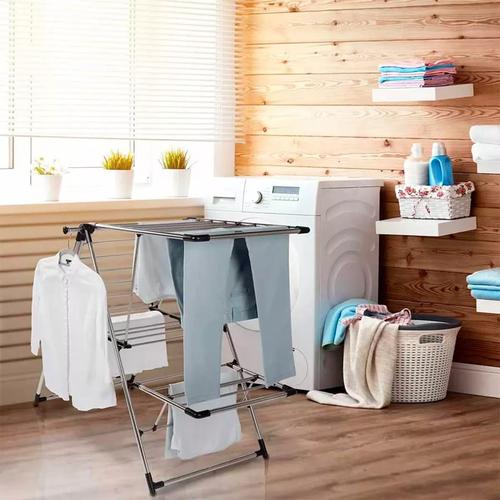 TENDEDERO PLEGABLE 156X61.5X100 CM ACERO INOXIDABLE, COLOR PLATEADO - 3