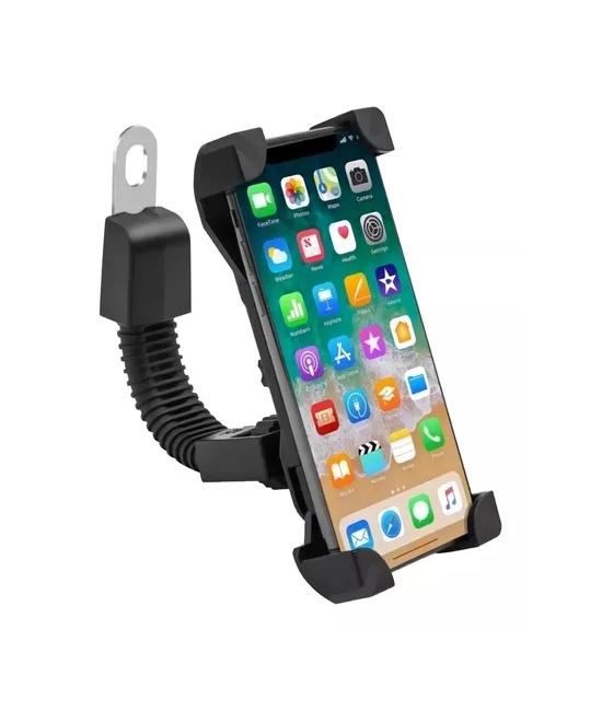 SOPORTE CELULAR MOTO SCOOTER, AGARRE DEL ESPEJO, REGULABLE, COLOR NEGRO - 2