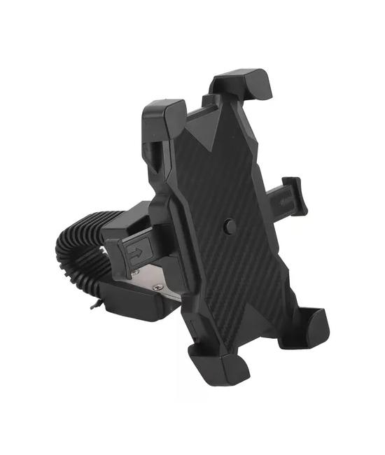 SOPORTE CELULAR MOTO SCOOTER, AGARRE DEL ESPEJO, REGULABLE, COLOR NEGRO - 4