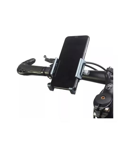 PORTA SMARTPHONE CELULAR METÁLICO PARA MOTO Y BICICLETA, COLOR NEGRO - 2