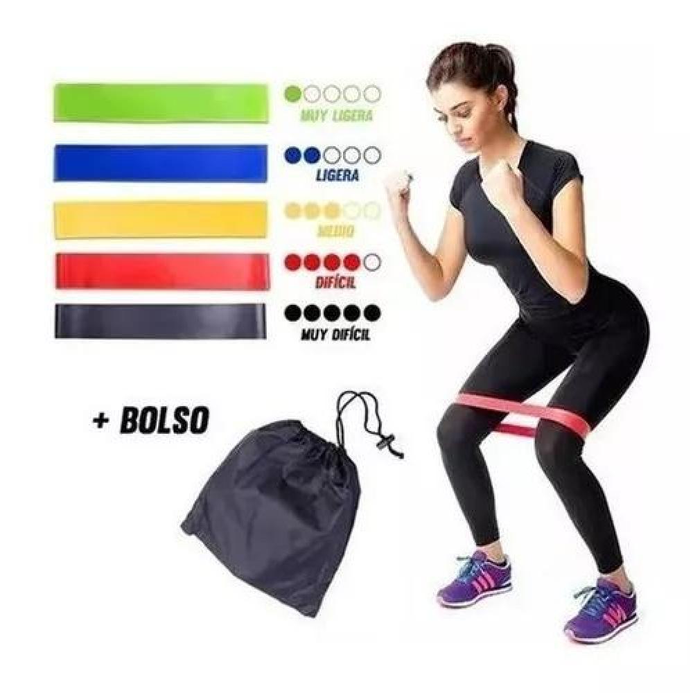 BANDA ELASTICA EJERCICIOS YOGA RESISTENCIA 5 PCS CON BOLSO D - 3
