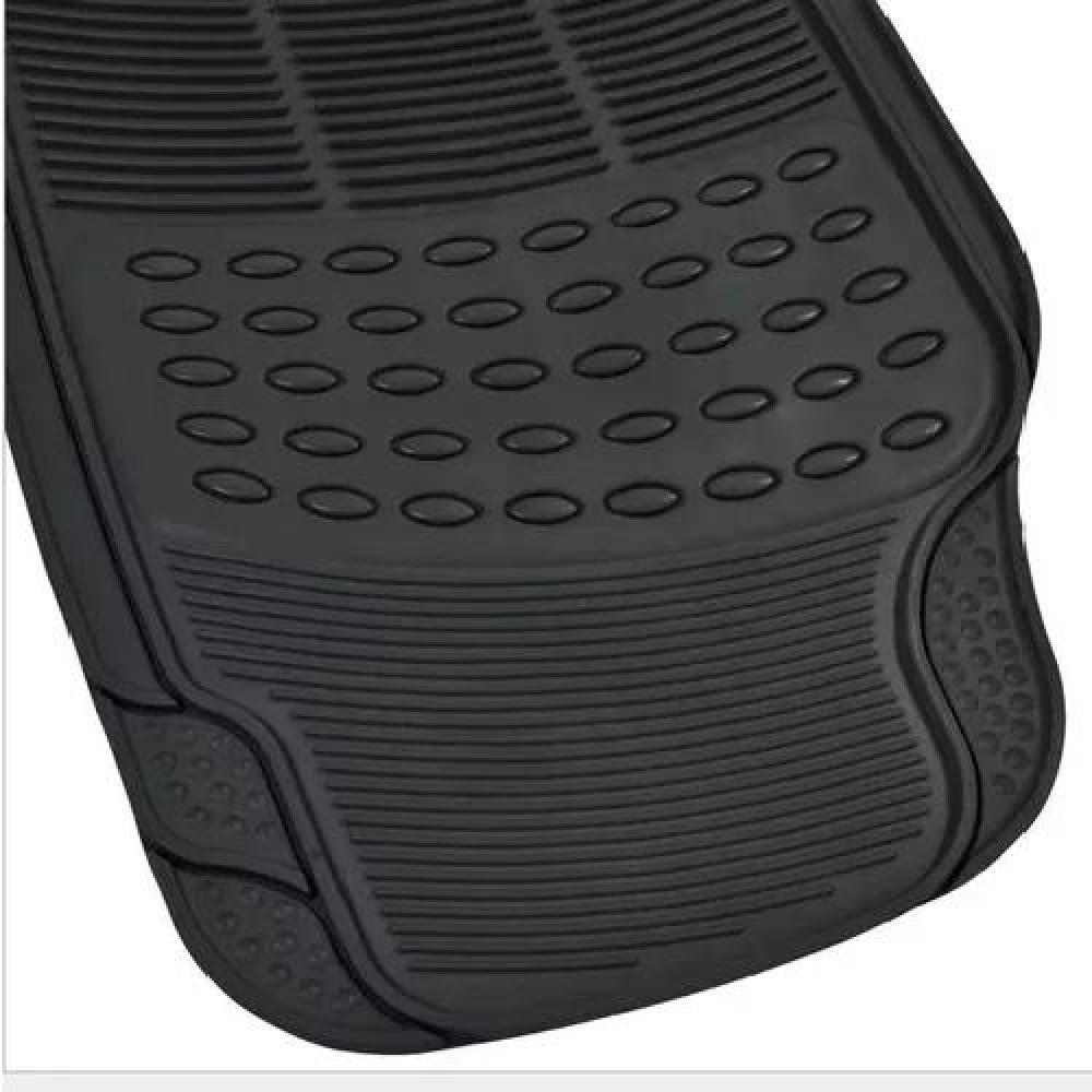 ALFOMBRA DE PISO DE GOMA PARA AUTO, UNIVERSAL, SET DE 3 PIEZAS, COLOR NEGRO - 1