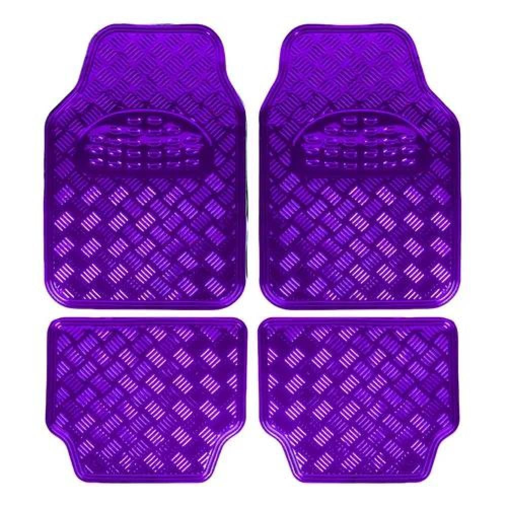 ALFOMBRA CUBRE PISO METÁLICO PARA MUJER, SET DE 4 PIEZAS, AUTO TUNING, COLOR VIOLETA - 1
