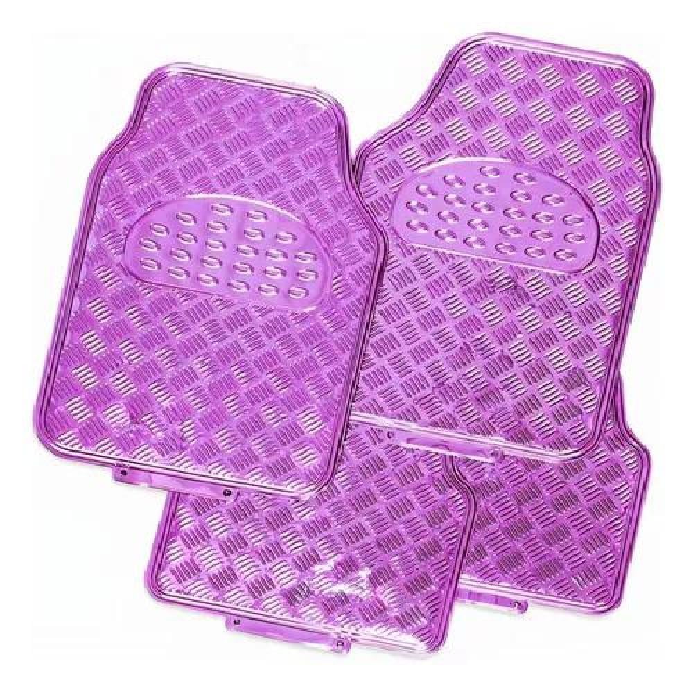 ALFOMBRA CUBRE PISO METÁLICO PARA MUJER, SET DE 4 PIEZAS, AUTO TUNING, COLOR MORADO - 1