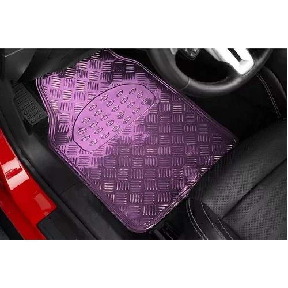 ALFOMBRA CUBRE PISO METÁLICO PARA MUJER, SET DE 4 PIEZAS, AUTO TUNING, COLOR MORADO - 6