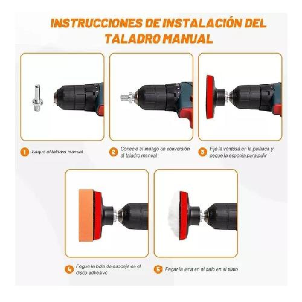 KIT DE 29 PIEZAS DE PULIDO, ESPONJAS Y ALMOHADILLAS PARA AUTO, MULTICOLOR - 2