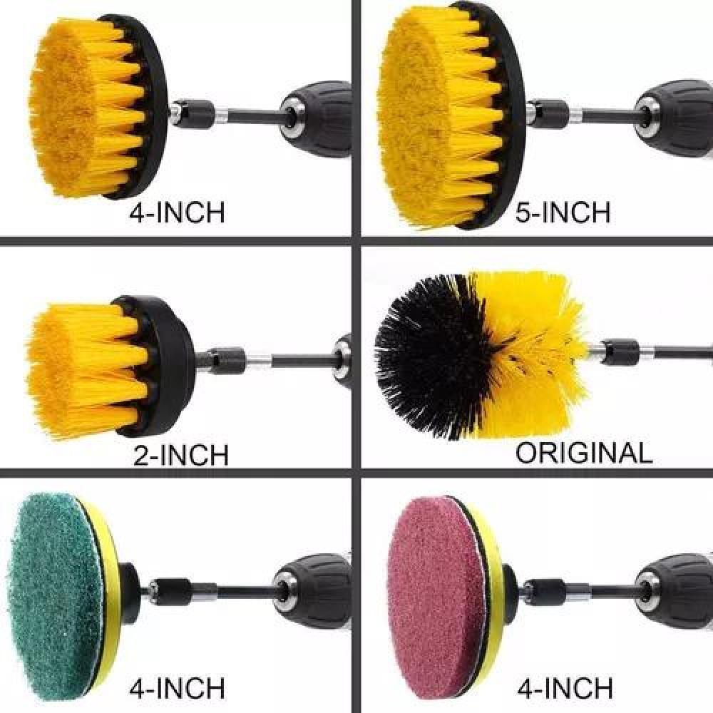 JUEGO DE CEPILLOS DE LIMPIEZA PARA TALADRO ELÉCTRICO, 12 PIEZAS, COLOR AMARILLO - 2