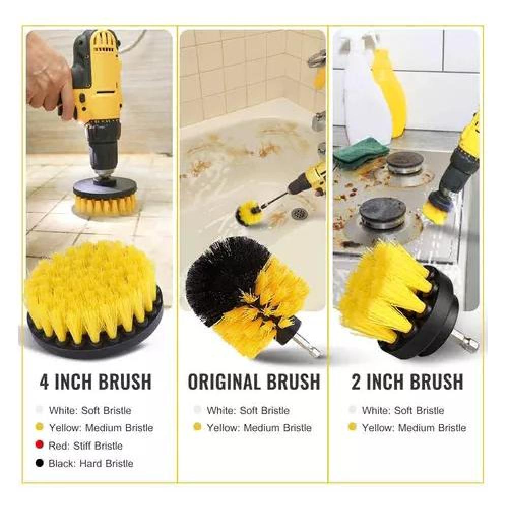 JUEGO DE CEPILLOS DE LIMPIEZA PARA TALADRO ELÉCTRICO, 12 PIEZAS, COLOR AMARILLO - 4