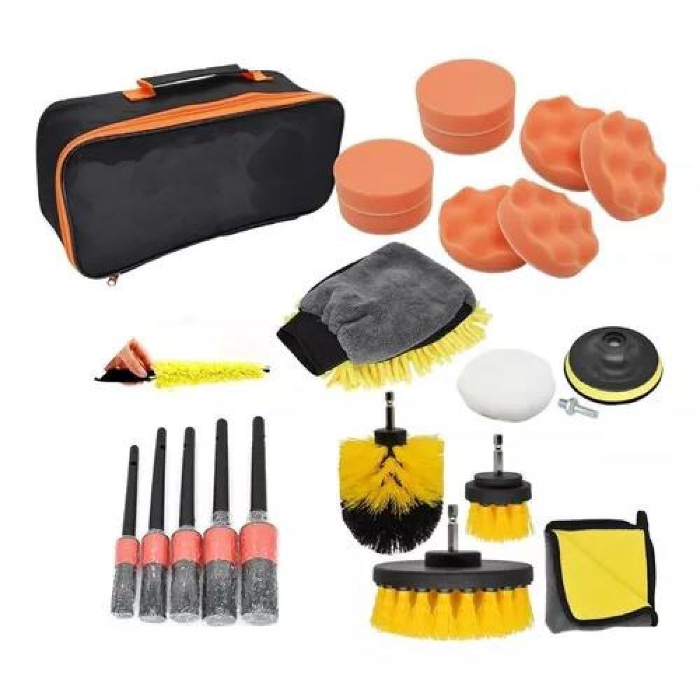 KIT DE LIMPIEZA DE AUTO, 21 PIEZAS, INTERIOR Y EXTERIOR, PADS PARA TALADRO - 1
