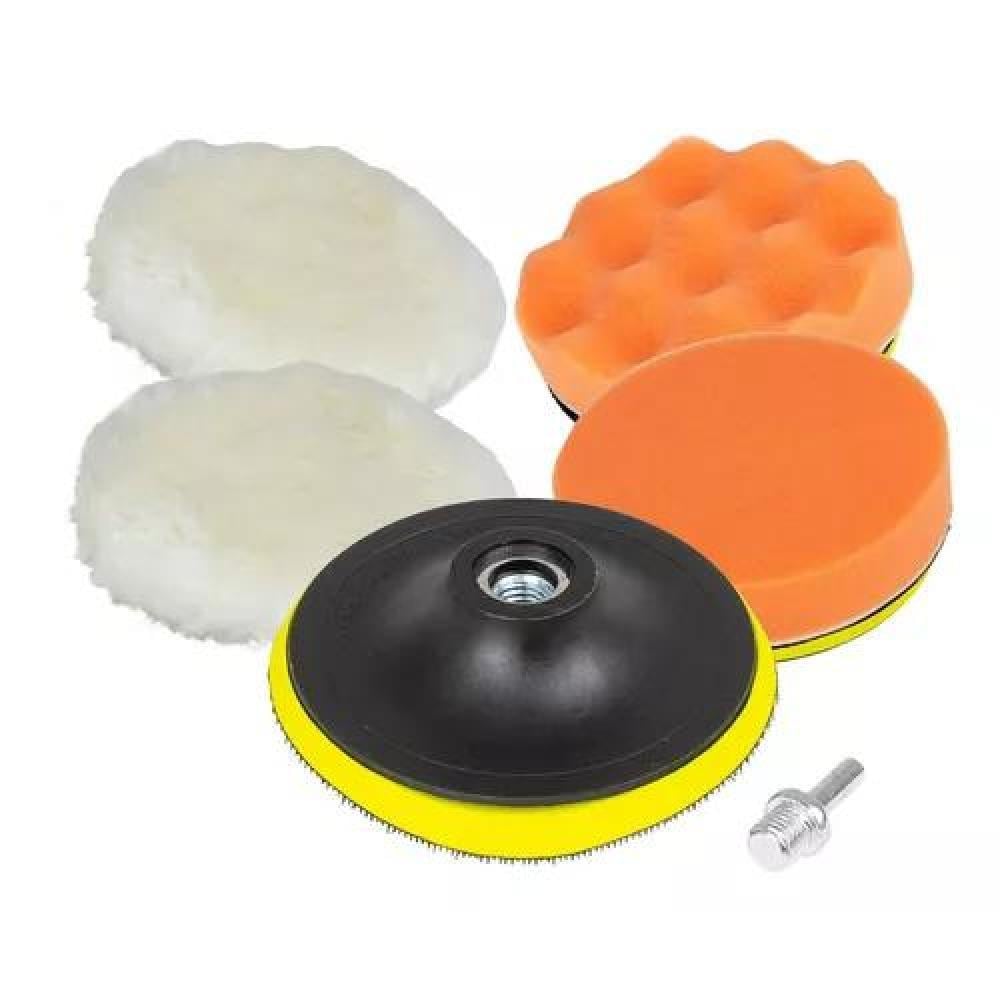 KIT DE 6 PIEZAS DE BORLAS Y ESPONJAS PARA PULIR AUTO, PARA TALADRO - 1