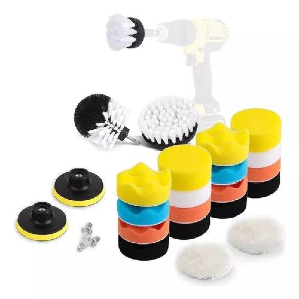 KIT DE PULIDO Y LIMPIEZA DE TAPIZ PARA AUTO, 23 PIEZAS, PADS PARA TALADRO, MULTICOLOR - 1