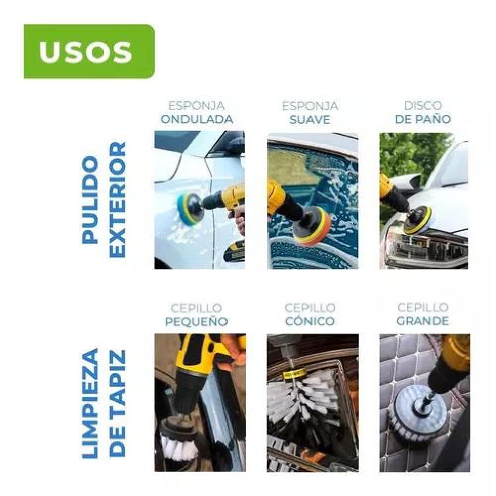 KIT DE PULIDO Y LIMPIEZA DE TAPIZ PARA AUTO, 23 PIEZAS, PADS PARA TALADRO, MULTICOLOR - 2