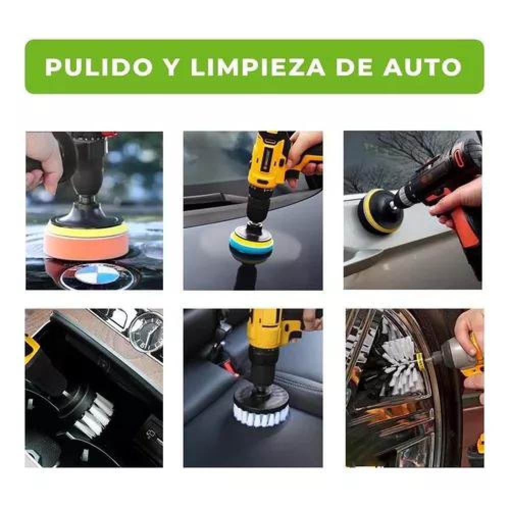 KIT DE PULIDO Y LIMPIEZA DE TAPIZ PARA AUTO, 23 PIEZAS, PADS PARA TALADRO, MULTICOLOR - 3