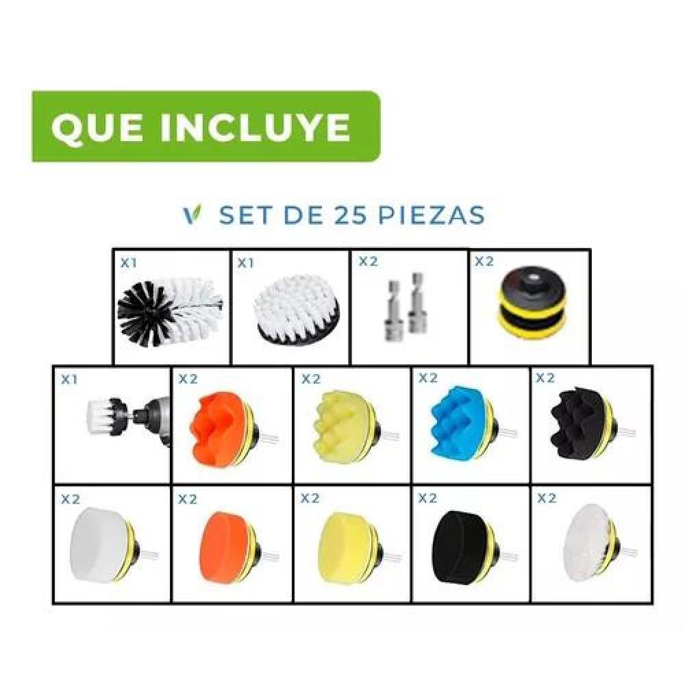 KIT DE PULIDO Y LIMPIEZA DE TAPIZ PARA AUTO, 23 PIEZAS, PADS PARA TALADRO, MULTICOLOR - 4