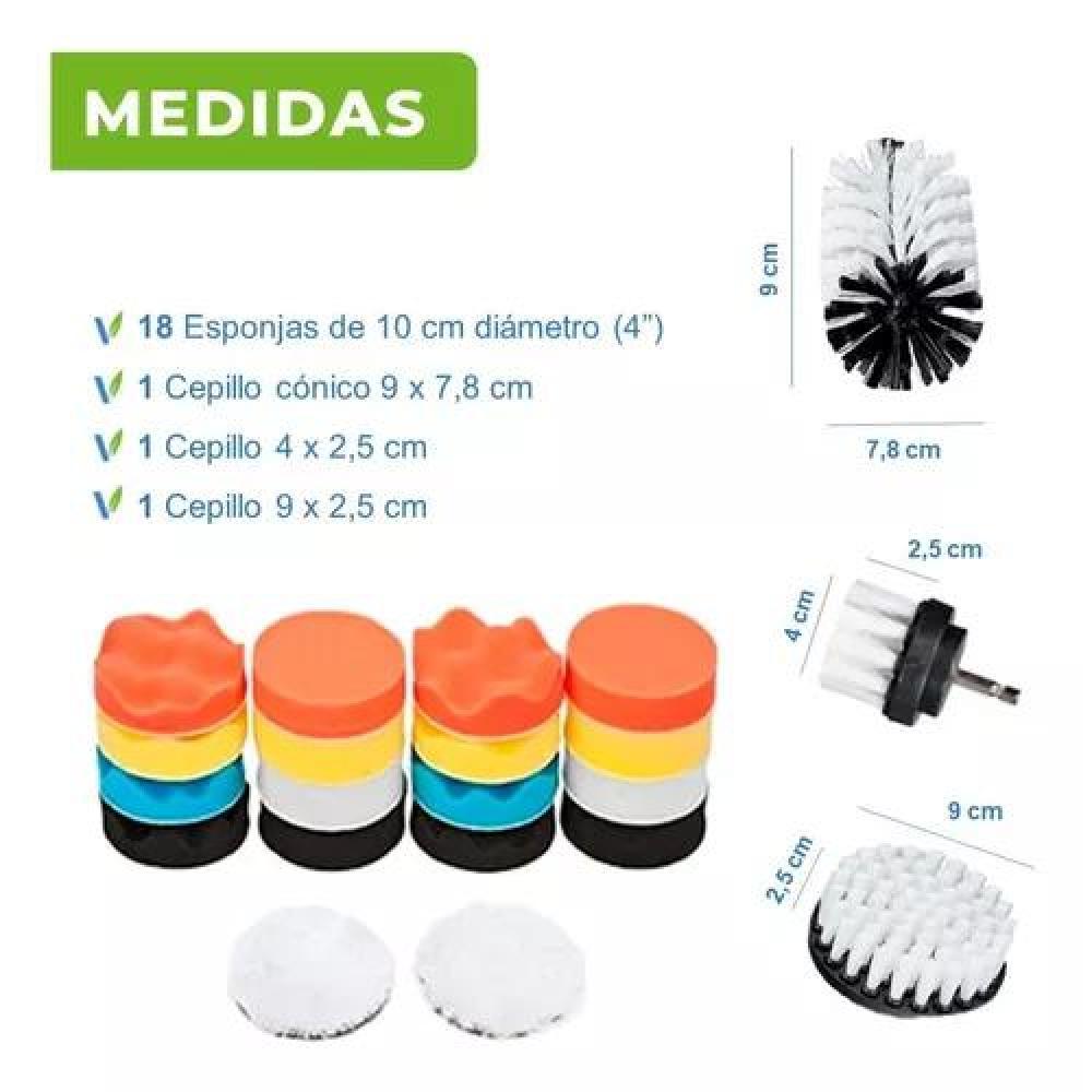 KIT DE PULIDO Y LIMPIEZA DE TAPIZ PARA AUTO, 23 PIEZAS, PADS PARA TALADRO, MULTICOLOR - 5