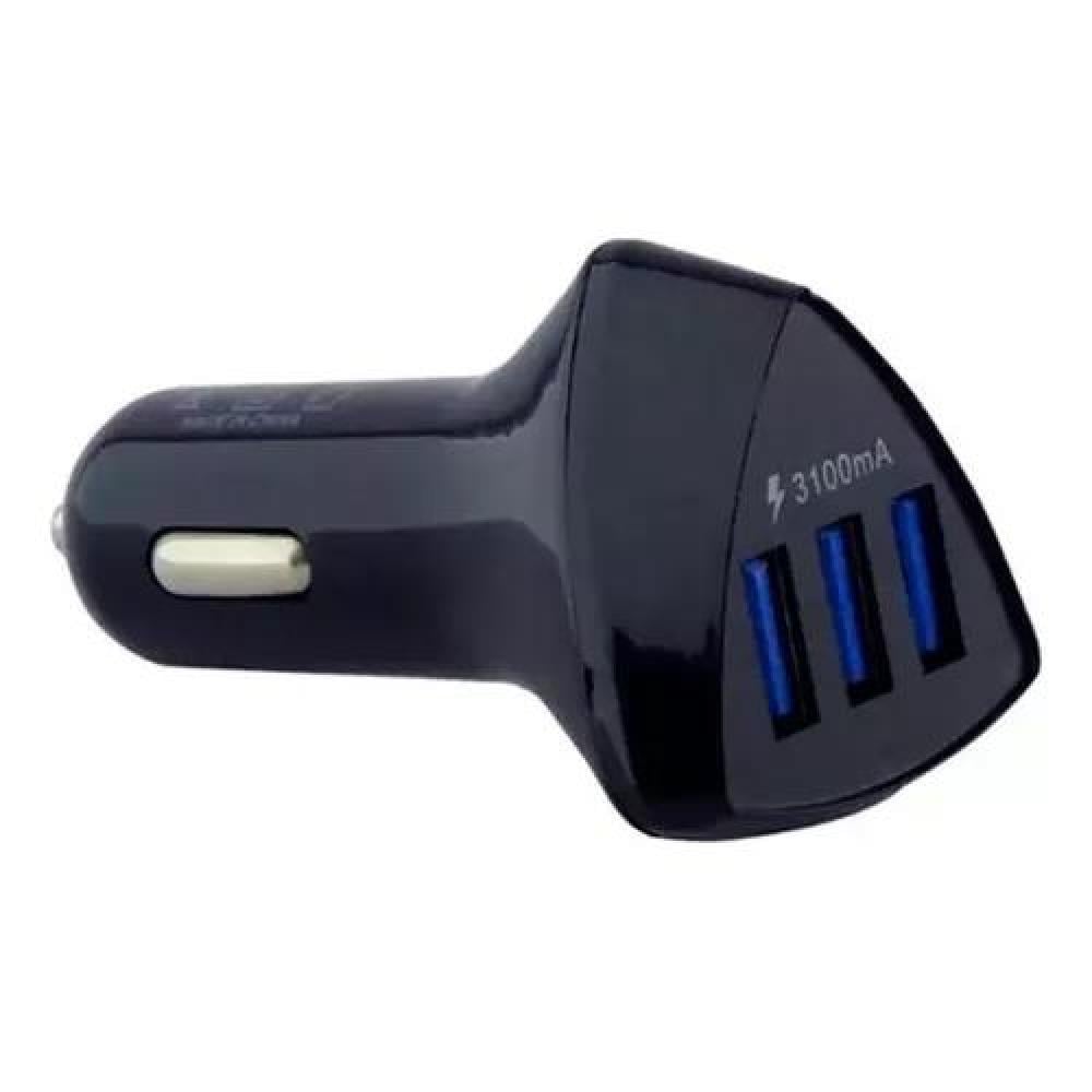GENÉRICO CARGADOR RÁPIDO AUTO PARA TELÉFONOS TRIPLE USB 4.2A NEGRO