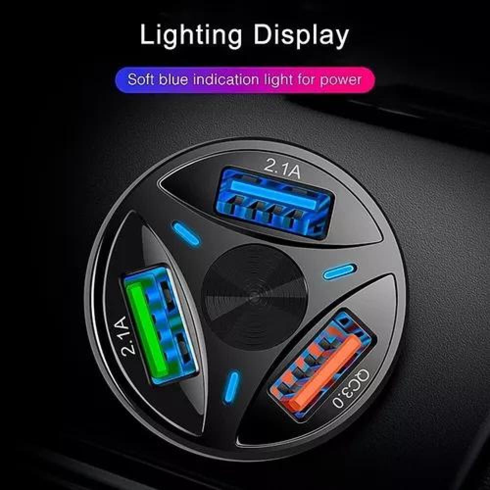 CARGADOR AUTO 3 PUERTOS USB 7A / 12V QC 3.0 CARGA RÁPIDA NEGRO - 6