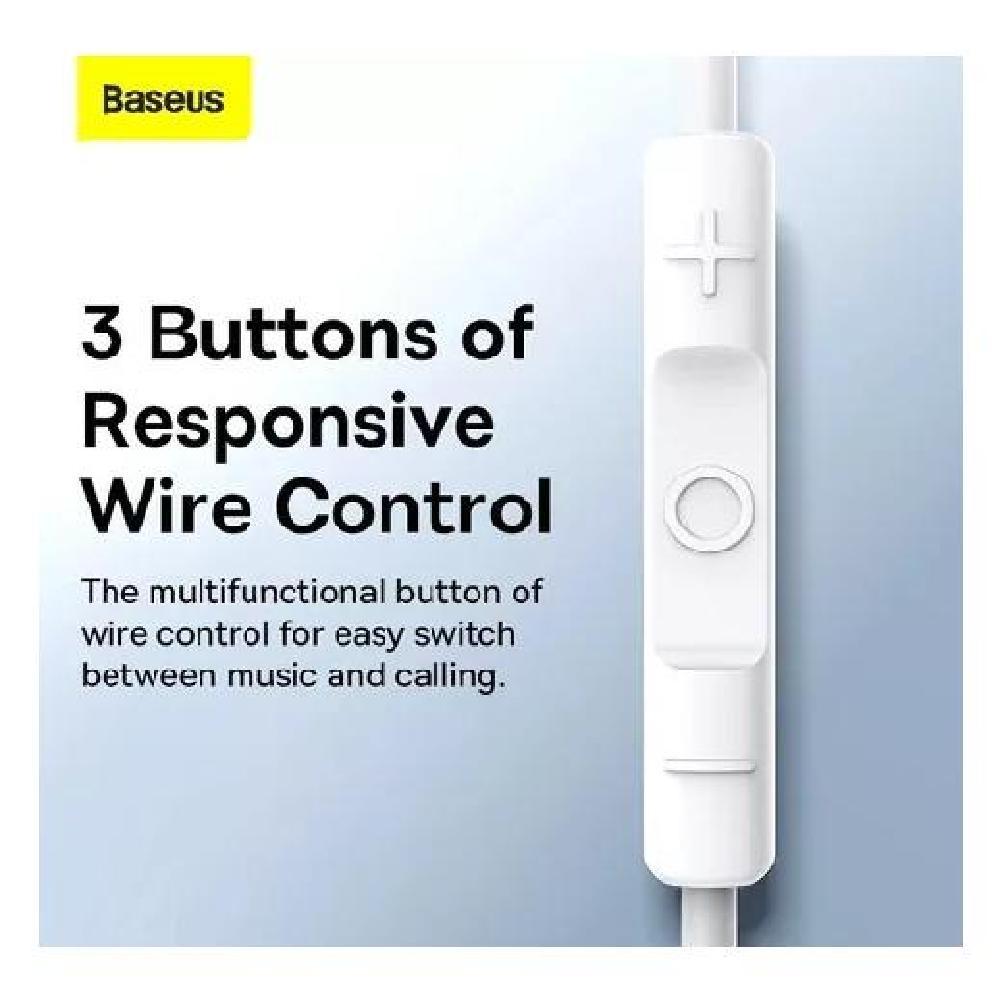 AUDÍFONOS CON CABLE BASEUS TIPO C CON MICRÓFONO PARA XIAOMI BLANCO - 3