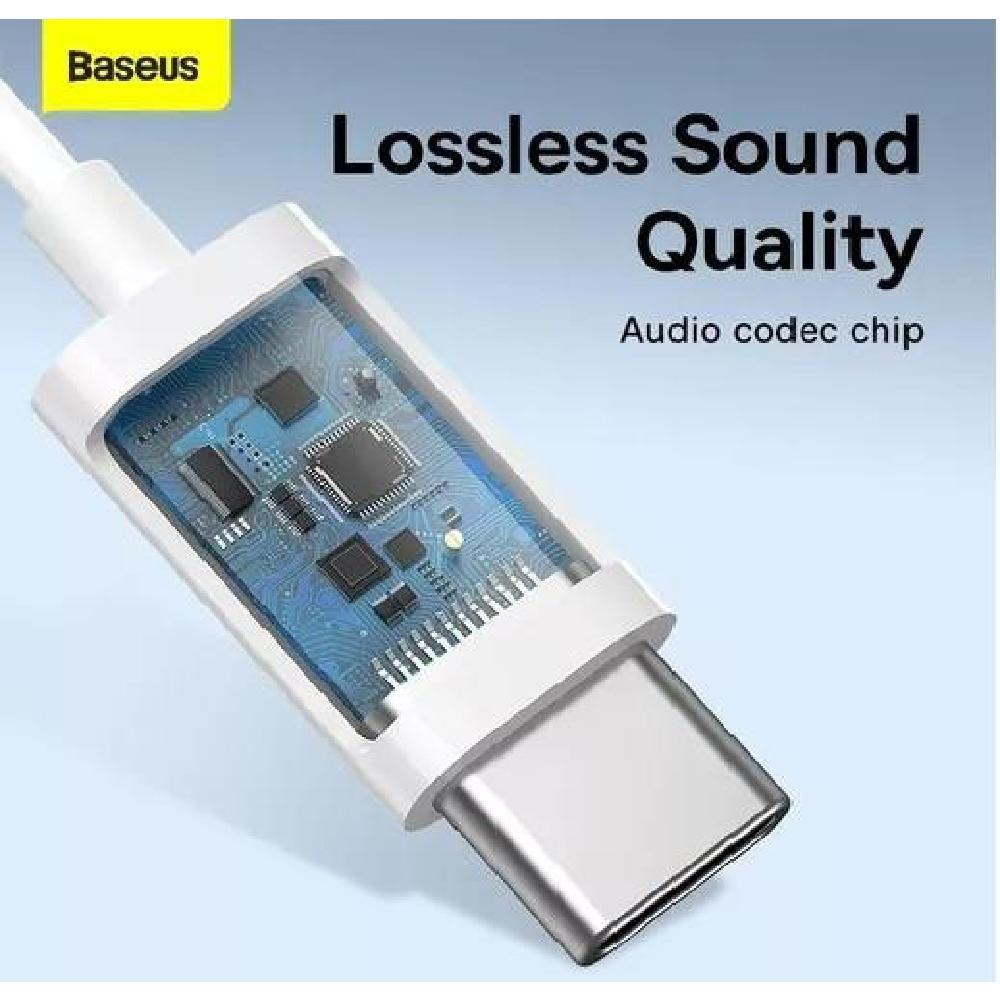 AUDÍFONOS CON CABLE BASEUS TIPO C CON MICRÓFONO PARA XIAOMI BLANCO - 5
