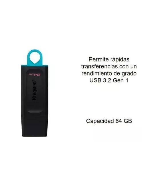 PENDRIVE KINGSTON DATATRAVELER EXODIA DTX/64, 64GB, USB 3.2 GEN, NEGRO - 2