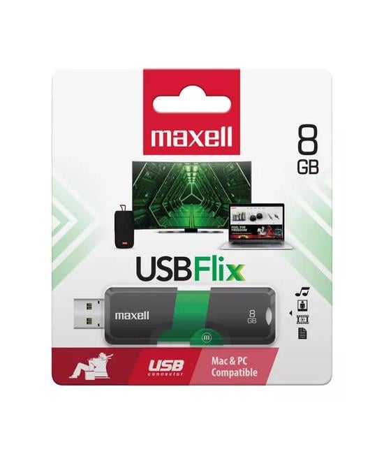 PENDRIVE MAXELL FLIX 8GB 2.0, VERDE, DISEÑO LISO - 1